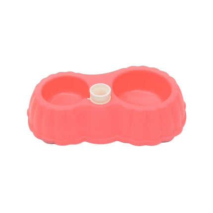 Pumpkin Shape Dog Cat Food Dish + Drinking Water Double Bowls with Automatic Water Dispenser, Size: S