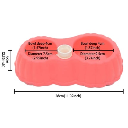 Pumpkin Shape Dog Cat Food Dish + Drinking Water Double Bowls with Automatic Water Dispenser, Size: S