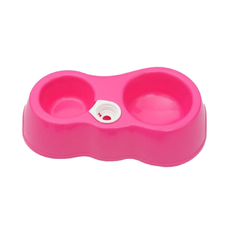 Dog Cat Food Dish + Drinking Water Double Bowls with Automatic Water Dispenser