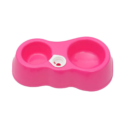 Dog Cat Food Dish + Drinking Water Double Bowls with Automatic Water Dispenser
