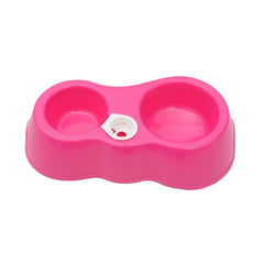 Dog Cat Food Dish + Drinking Water Double Bowls with Automatic Water Dispenser