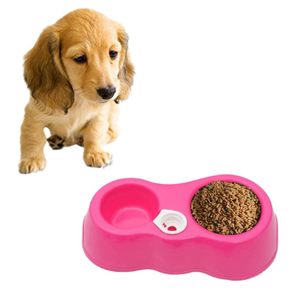Dog Cat Food Dish + Drinking Water Double Bowls with Automatic Water Dispenser