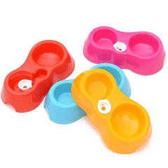 Dog Cat Food Dish + Drinking Water Double Bowls with Automatic Water Dispenser