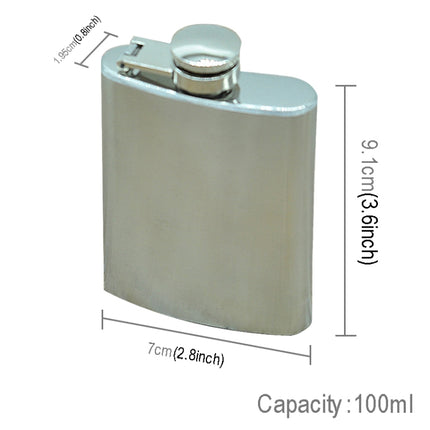 100ml(3.5oz)  Pocket Flagon Outdoor Sports Flat Liquor Flask Camping Ultralight Portable Wearproof Wine Pot(Silver), 100ml(3.5oz)