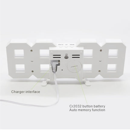 Multi-Function Large 3D LED Digital Wall Alarm Clock with Snooze Function, 12/24 Hours Display for Home, Kitchen, Office, DC 5V, CE Certificated, White Body Green Characters, White Body Blue Characters, White Body Red Characters                        ...