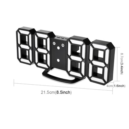Multi-Function Large 3D LED Digital Wall Alarm Clock with Snooze Function, 12/24 Hours Display for Home, Kitchen, Office, DC 5V, CE Certificated, Black Body White Characters, Black Body Blue Characters