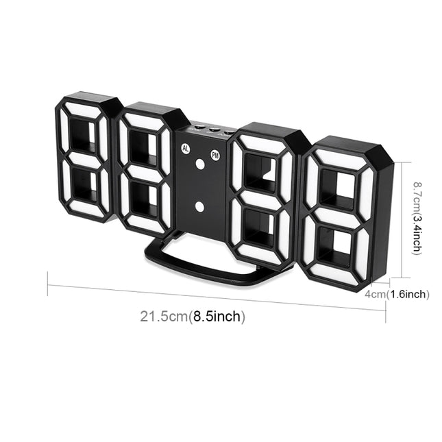 Multi-Function Large 3D LED Digital Wall Alarm Clock with Snooze Function, 12/24 Hours Display for Home, Kitchen, Office, DC 5V, CE Certificated, Black Body White Characters, Black Body Blue Characters