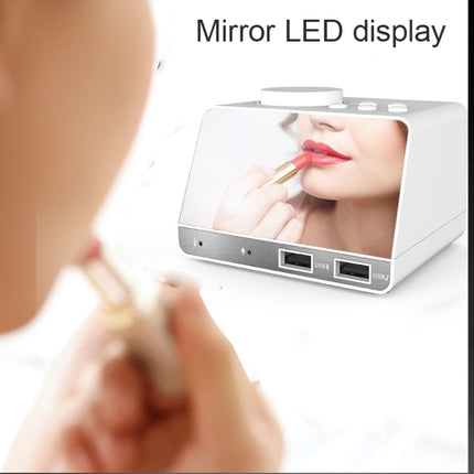 K11 Bluetooth Alarm Clock Speaker Creative Digital Music Clock Display Radio with Dual USB Interface, Support U Disk / TF Card / FM / AUX, US Plug