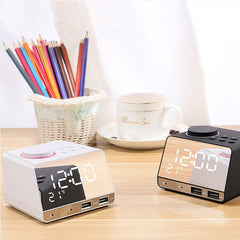 K11 Bluetooth Alarm Clock Speaker Creative Digital Music Clock Display Radio with Dual USB Interface, Support U Disk / TF Card / FM / AUX, US Plug