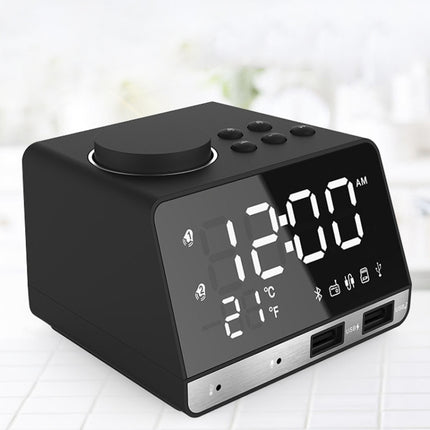 K11 Bluetooth Alarm Clock Speaker Creative Digital Music Clock Display Radio with Dual USB Interface, Support U Disk / TF Card / FM / AUX, UK Plug