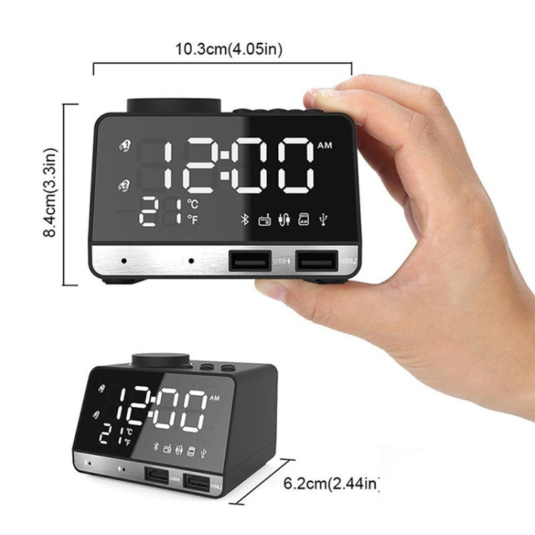 K11 Bluetooth Alarm Clock Speaker Creative Digital Music Clock Display Radio with Dual USB Interface, Support U Disk / TF Card / FM / AUX, UK Plug