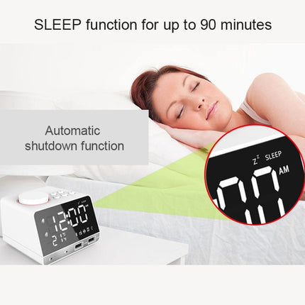 K11 Bluetooth Alarm Clock Speaker Creative Digital Music Clock Display Radio with Dual USB Interface, Support U Disk / TF Card / FM / AUX, UK Plug