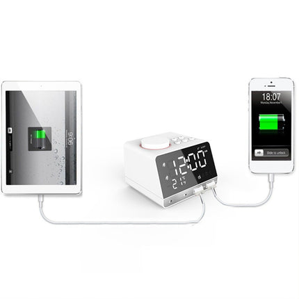 K11 Bluetooth Alarm Clock Speaker Creative Digital Music Clock Display Radio with Dual USB Interface, Support U Disk / TF Card / FM / AUX, UK Plug