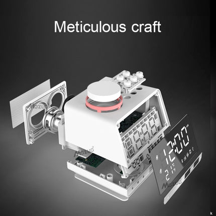 K11 Bluetooth Alarm Clock Speaker Creative Digital Music Clock Display Radio with Dual USB Interface, Support U Disk / TF Card / FM / AUX, UK Plug