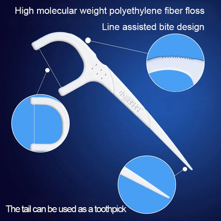 Fawnmum Ultra-fine Safety Flat Dental Floss Rod Toothpick Thread, 50pcs/Box