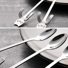 Creative 304 Stainless Steel Cartoon Cat Handle Coffee Stirring Spoons, 11.8*1.8cm, Black, Gold, Silver