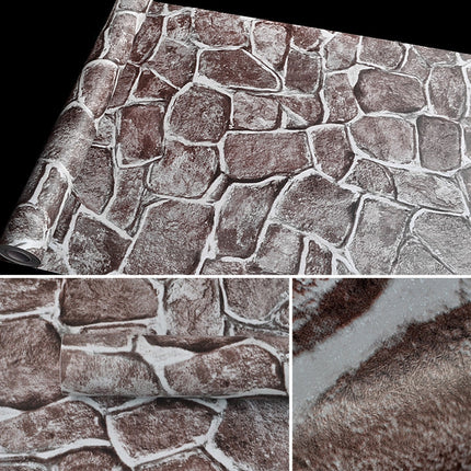 Fort Brick Creative 3D Stone Brick Decoration Wallpaper Stickers Bedroom Living Room Wall Waterproof Wallpaper Roll, Size: 45 x 1000cm