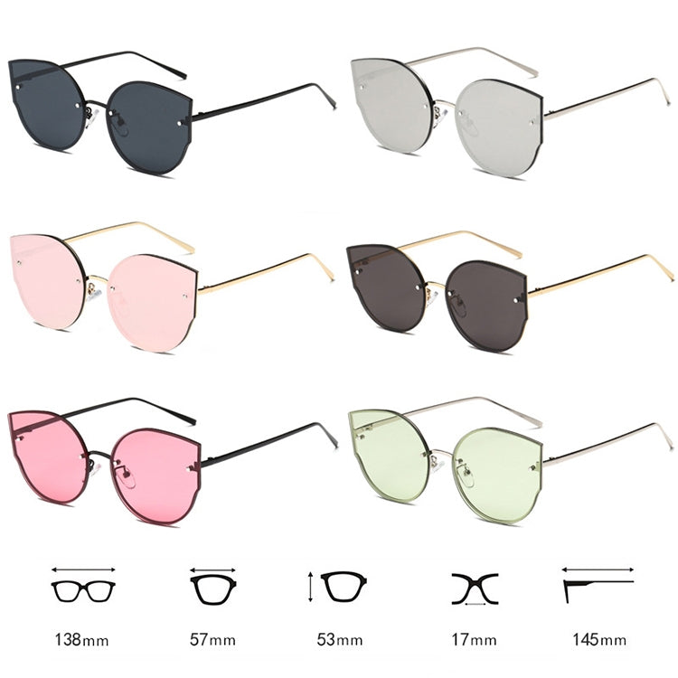 Rimless Flat Lenses Metal Frame UV400 Sunglasses for Women, HC2057A, HC2057B, HC2057C, HC2057D, HC2057E, HC2057F