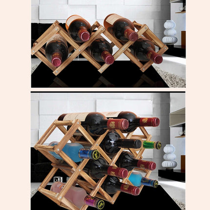 10 Bottles Racks Foldable Wine Stand Wooden Wine Holder Kitchen Bar Display Shelf, 10 Bottles