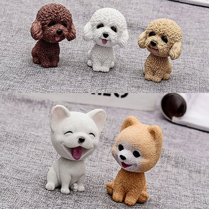 Shaking Head Dog Car Ornaments Resins Lovely Cartoon Dog New Year Gifts with Double-sided Adhesive Tape