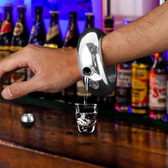 Fashion Creative 100ML Thickened Stainless Steel Bracelet Jug  3.5 Oz, Silver