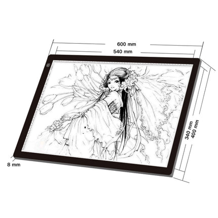 A2 Size 23W 12V  LED Three Level of Brightness Dimmable Acrylic Copy Boards for Anime Sketch Drawing Sketchpad, with Power Adapter, A2 with Power Adapter