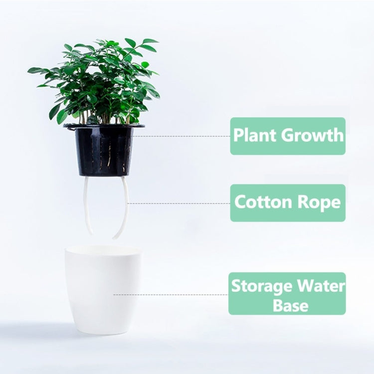 Lazy Flower Pots Automatic Water-absorbing Hydroponic Potted Plants Circular Resin Plastic Flower Pots Double-layer Design Self Watering Planter, Diameter: 12cm, Height: 12.2cm