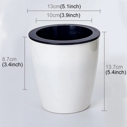 Lazy Flower Pots Automatic Water-absorbing Hydroponic Potted Plants Circular Resin Plastic Flower Pots Double-layer Design Self Watering Planter, Diameter: 13cm, Height: 13.7cm