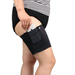 Women Solid Color Silicone Antiskid Non-slip Thigh Sock Anti Chafing Elastic Bands with Card Mobile Phone Bag, Size: 60-68cm