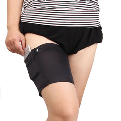 Women Solid Color Silicone Antiskid Non-slip Thigh Sock Anti Chafing Elastic Bands with Card Mobile Phone Bag, Size: 60-68cm