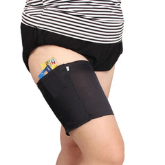 Women Solid Color Silicone Antiskid Non-slip Thigh Sock Anti Chafing Elastic Bands with Card Mobile Phone Bag, Size: 60-68cm