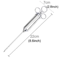 60ml Stainless Steel Syringe Dual Needles Condiment Turkey Meat Injector Cooking Tools, Stainless Steel Marinade Injector