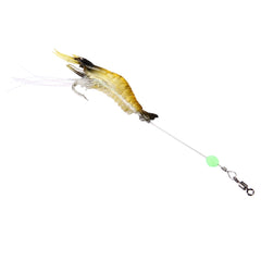 Luminous Shrimp Shape Fishing Lures Artificial Fishing Bait with Hook, Length: 7cm, Yellow Black