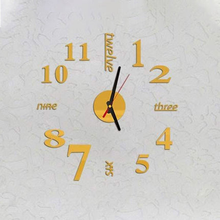 Lovelife WC37130 Acrylic English Digital DIY Stereo Wall Clock Wall Stick Clock