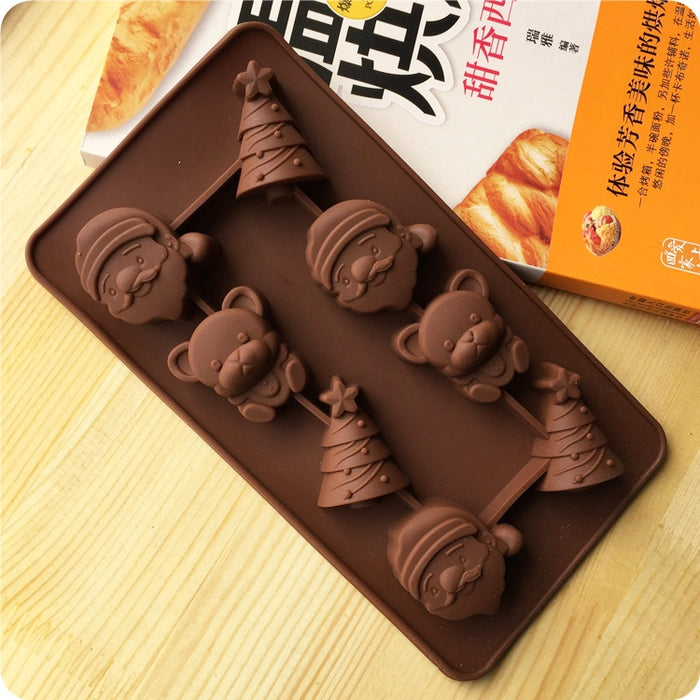 2 PCS Christmas Tree Santa Claus Chocolate Dessert Pastry Kitchen Baking Silicone Ice Lattice Mold, Santa Claus