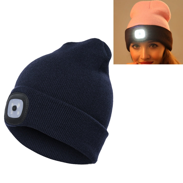 Unisex Warm Winter Polyacrylonitrile Knit Hat Adult Head Cap with 4 LED Lights