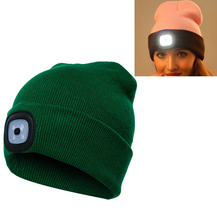 Unisex Warm Winter Polyacrylonitrile Knit Hat Adult Head Cap with 4 LED Lights
