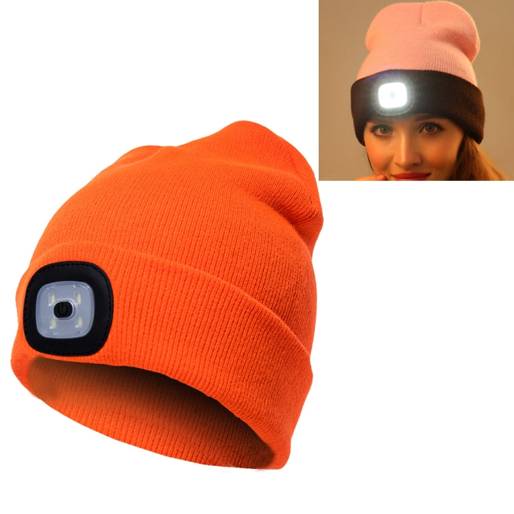 Unisex Warm Winter Polyacrylonitrile Knit Hat Adult Head Cap with 4 LED Lights