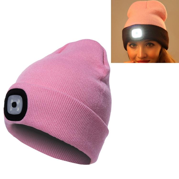 Unisex Warm Winter Polyacrylonitrile Knit Hat Adult Head Cap with 4 LED Lights
