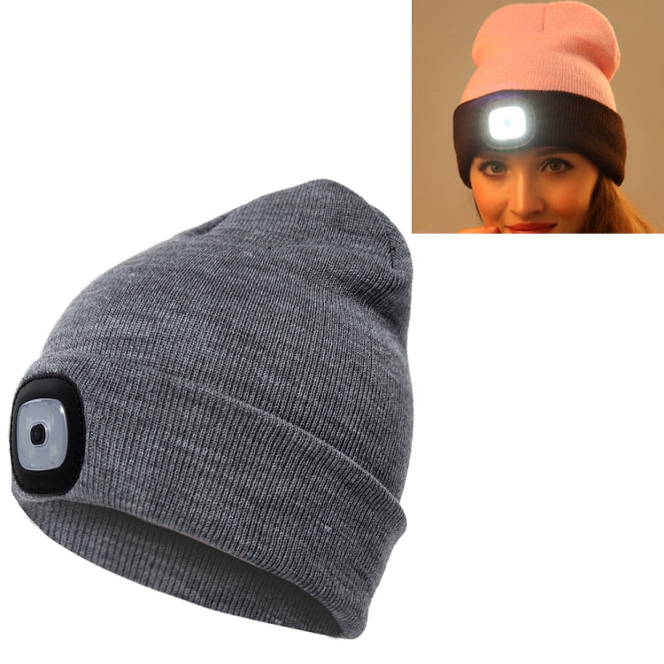 Unisex Warm Winter Polyacrylonitrile Knit Hat Adult Head Cap with 4 LED Lights