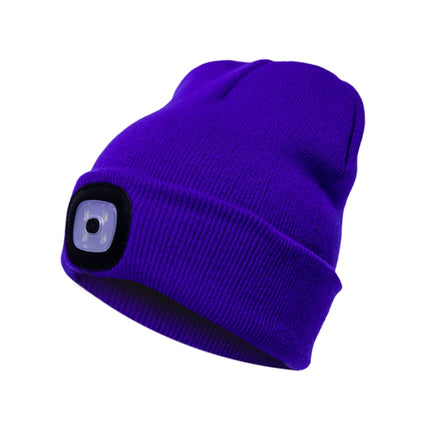 Unisex Warm Winter Polyacrylonitrile Knit Hat Adult Head Cap with 4 LED Lights