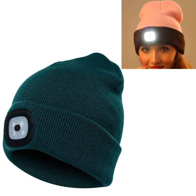Unisex Warm Winter Polyacrylonitrile Knit Hat Adult Head Cap with 4 LED Lights
