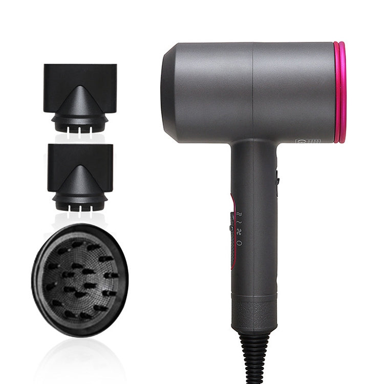 High-power Anionic Cold Hot Air Constant Temperature Hair Dryer, EU Plug, EU Plug (Red + Grey) +3