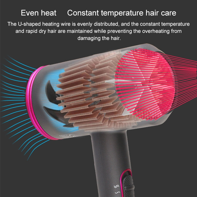 High-power Anionic Cold Hot Air Constant Temperature Hair Dryer, EU Plug, EU Plug (Red + Grey) +3