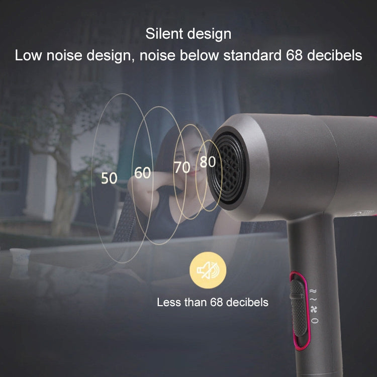 High-power Anionic Cold Hot Air Constant Temperature Hair Dryer, EU Plug, EU Plug (Red + Grey) +3