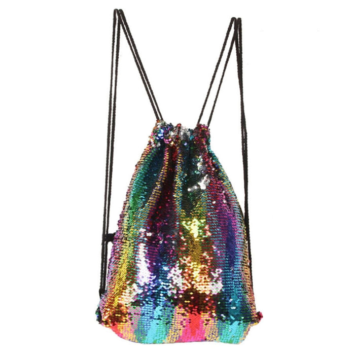 Mermaid Glittering Sequin Drawstring Sports Backpack Shoulder Bag