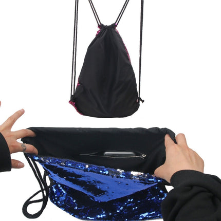 Mermaid Glittering Sequin Drawstring Sports Backpack Shoulder Bag