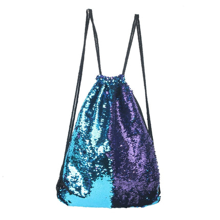 Mermaid Glittering Sequin Drawstring Sports Backpack Shoulder Bag