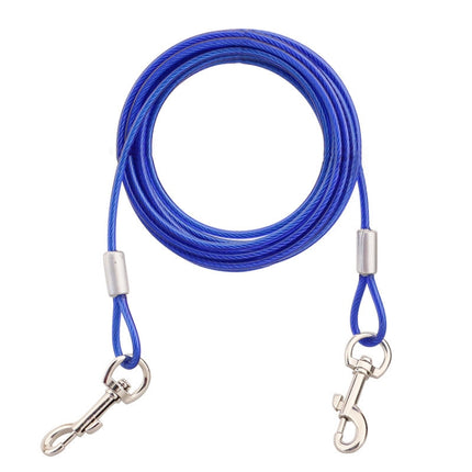 Double-end Steel Wire Rope Pet Dogs 2 in 1 Traction Rope Pet Walking Leads With Handle, Length: 5m,Random Color Delivery, Length: 5m