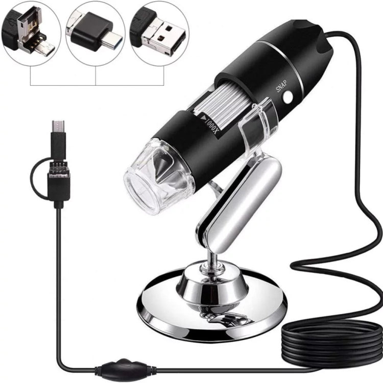 1600X Magnifier HD Image Sensor 3 in 1 USB Digital Microscope with 8 LED & Professional Stand